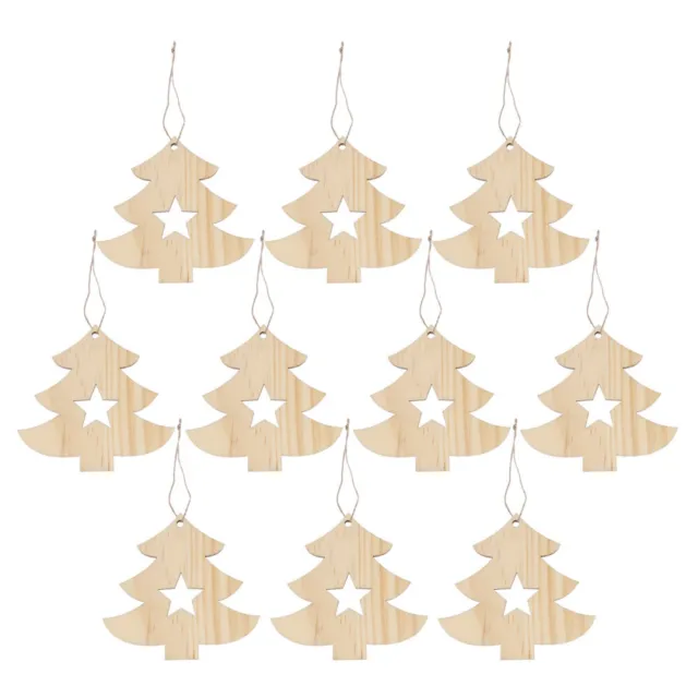 10 Pcs Wooden Cutouts Christmas Hanging Pendant Xmas Tree Baubles Decor Hollow
