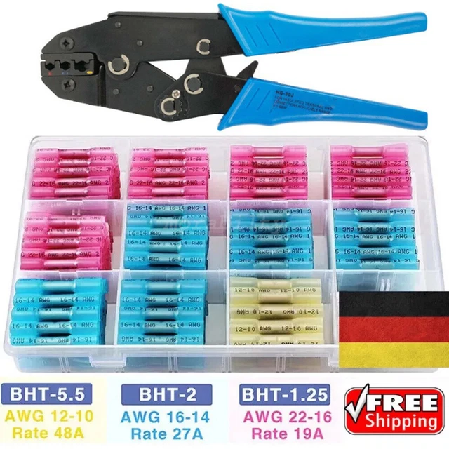 200x Schrumpfverbinder Kabelverbinder Quetschverbinder Stoßverbinder Crimpzange 200x Schrumpfverbinder Kabelverbinder Quetschverbinder Stoßverbinder Crimpzange