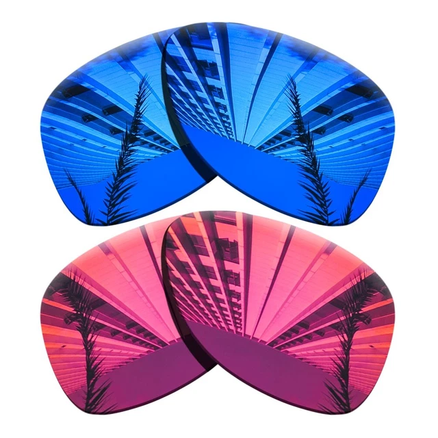 2 Pairs Polarized Replacement Lens For-Oakley Dispatch 2-Purple Blue+Fuchsia Red