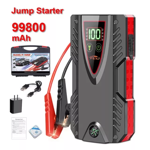 Car Jump Starter W/ Air Compressor 99800mAh Battery Charger Emergency Power  Bank