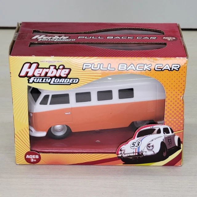 DISNEY HERBIE FULLY Loaded Pull Back Car Orange Volkswagen Van 2005