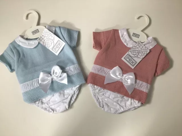 Baby boys girls Spanish style knitted bow top jam pants set 0-12 months