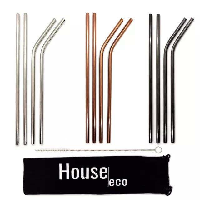 Reusable Stainless Steel Metal Straws with Brush and Bag Eco-Friendly Mix Colors