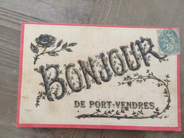 CPA 66 BONJOUR DE PORT VENDRES (cpa with glitter ornaments