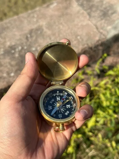 Nautischer Vintage-Kompass aus Messing, militärischer Taschenkompass aus...