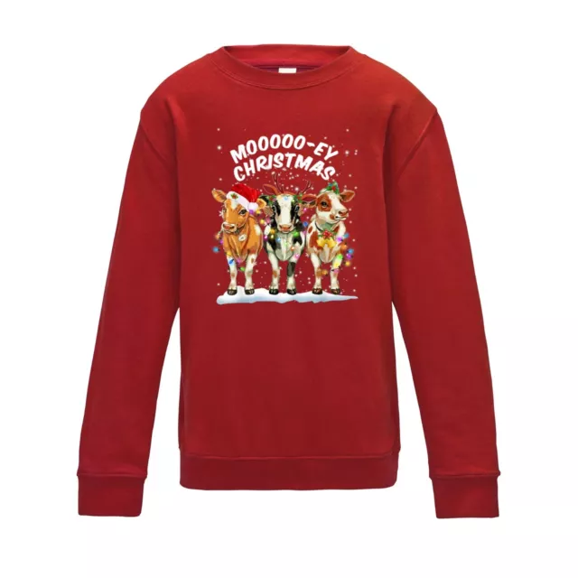 Kids Cows mooooo-ey Christmas Sweatshirt Jumper | Funny Festive Farm Xmas Gift