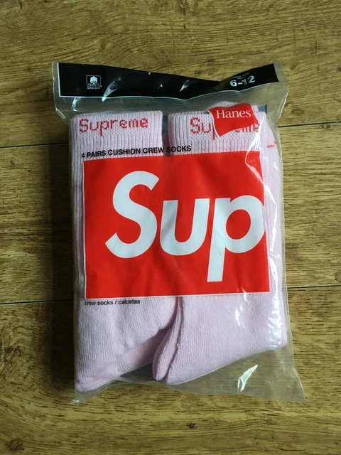 Supreme Hanes Socks 4Pack SUPREME HANES CREW Socks Pink (4