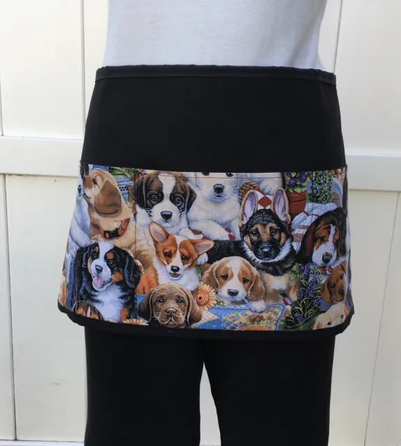 Cute dogs￼ 3 pocket ￼waist Half apron Waitress￼ Server resturants Black Janets