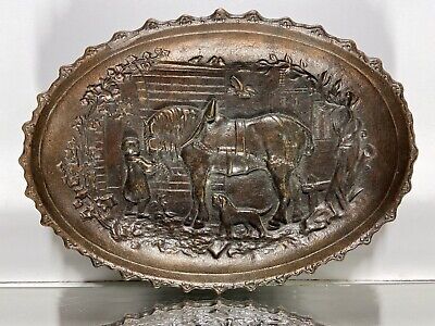 VTG. Cast Solid Brass Bronze Victorian Art Nouveau Candy Dish Trinket Tray