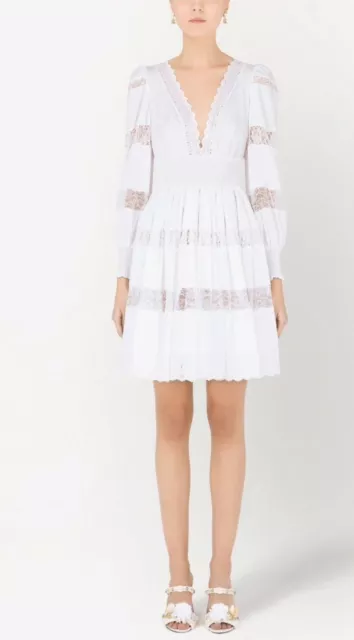 Dolce & Gabbana Plunge Lace Poplin dress