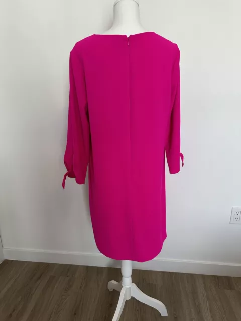 CeCe Womens Tie Sleeve Shift Dress Barbie Pink Hot Magenta Size 14W 2