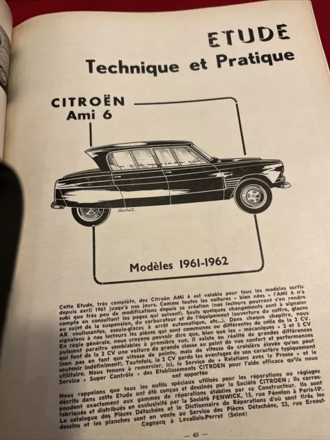 Revue technique CITROEN AMI 6 3 CV 1961 1962 602 Cc RTA 3