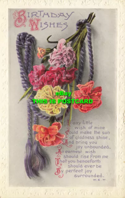 R603878 Birthday Wishes. Carnations. Wildt and Kray. Series No. 3531. 1916