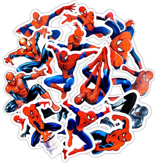 UK 32pc Spiderman Superhero Stickers for Laptop Skateboard Kids Home Decor Gifts