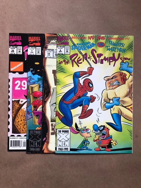 Ren and Stimpy Show Marvel Comics Lot Spiderman Volume 1 No 6, 7, 14, 16 1993