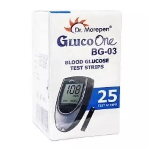 Tiras reactivas de glucosa en sangre Dr. Morepen BG-03, paquete de 25 (sin...