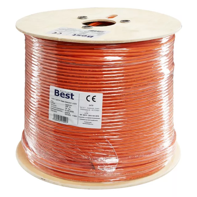 250m Duplex CAT.7 Verlegekabel Netzwerkkabel Kupfer LAN 1000Mhz  Kat.7 AWG23