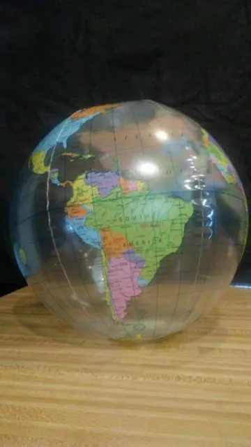 Inflatable Globe Transparent Colorful World Map Earth Educational Geography Toy