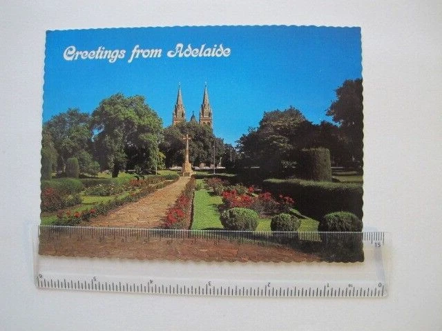 Greetings from Adelaide, Cathedral Gardens - Vintage 1971 Postcard SA Australia