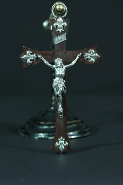 Crosses & Crucifixes, Christianity, Religion & Spirituality  Vintage Sterling Silver Fleur De Lis Dangle Earrings 6.5G / 2.7in display picture 1