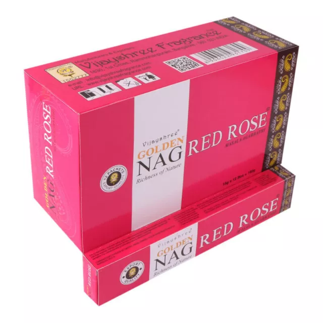 Golden Nag Red Rose Masala Bâtons d'encens Agarbatti Lot de 12 x 15 g chacun