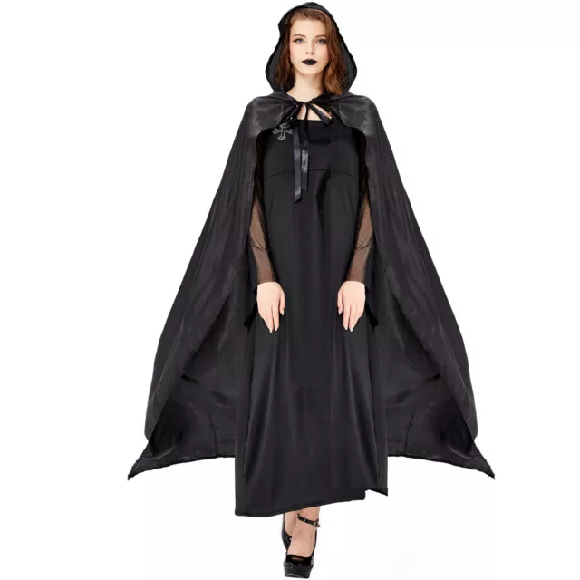 Halloween Witch Cloak Costume Queen Evil Vampire Robe Mage Cosplay Costume