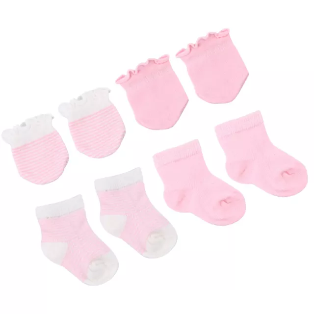 4 Pairs Gloves for Newborn Baby Girl Slipper Socks Set Ankle