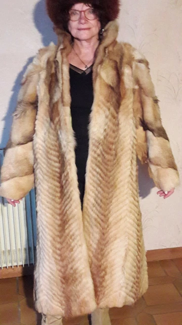 Manteau En Véritable Fourrure Hermine Royale Versailles Marron - Occasion Très Bon état, Taille Unique