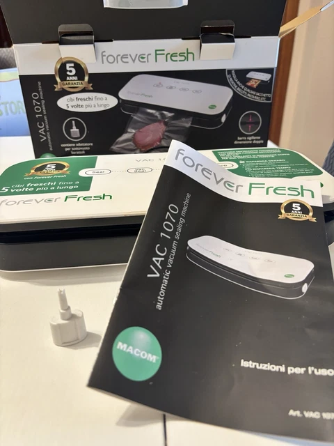 MACOM Forever Fresh VAC 6090 Machine Sous Vide Automatique - Avec Porte-rouleau Et Pot De Marinage 900ml, Fonction Aliments Secs/humides