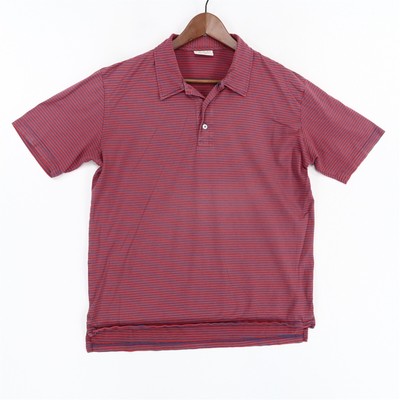 J. Hilburn Short Sleeve Polo Shirt Mens Large (Est) Blue Red Striped
