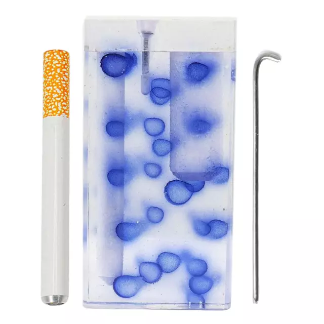 Blue Acrylic Dugout Stash Box & One Hitter Pipe Bat Tobacco Smoking Set - USA