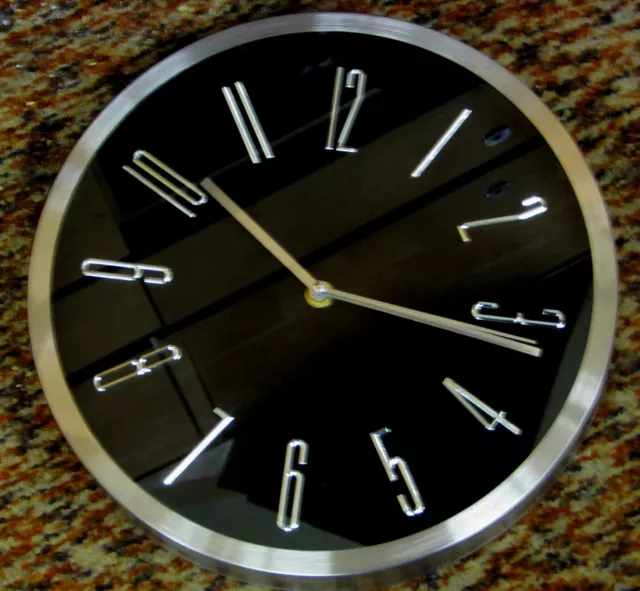 New  11.5" Stainless Iron Black Dial  Wall Clock W/ Quiet Sweep- Item # Fs25514B