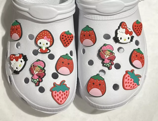 hello kitty croc charms strawberry theme 14pc New ! Read Description
