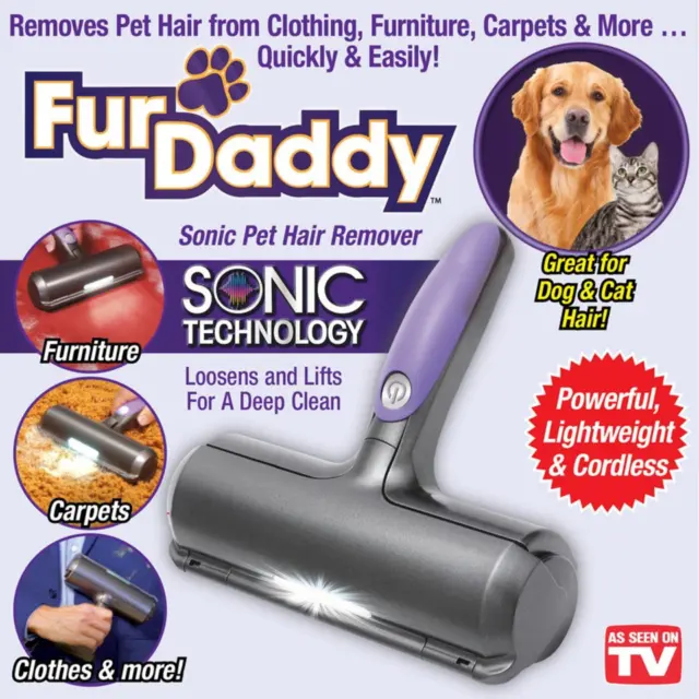 Fur Daddy - As Seen On TV - Cordless Sonic Pet Hair Remover for Dogs & Cats