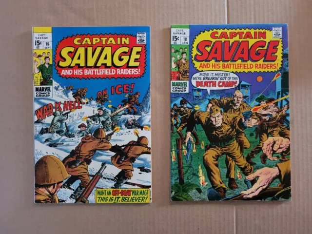 Captain Savage 16 18 Mid-Grade Silver Marvel War Fine (6.0)