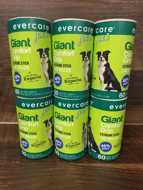 6Evercare Giant Extreme Stick Plus Lint Roller REFILL 60 SHEETS,READ DESCRIPTION