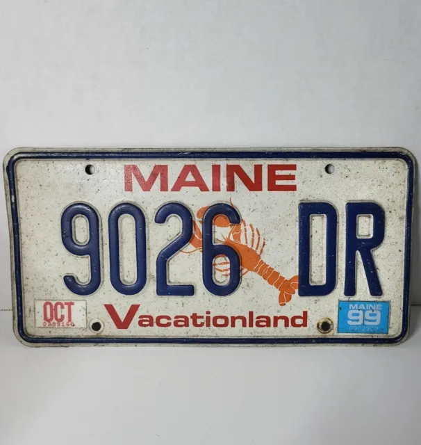 1999 Maine License Plate 9026 DR Vacationland Red Lobster