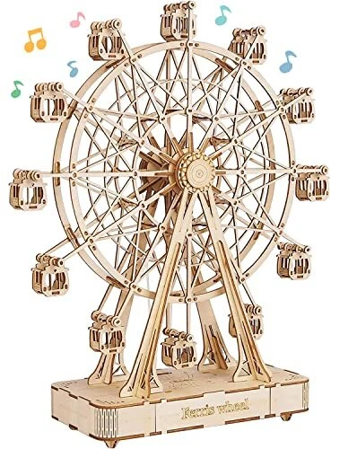 RoWood 3D Puzzle en Bois Boîte à Musique Grande Roue - Maquette en Bois Kit de B