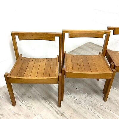 4 x Vintage Mid Century Arts & Crafts Gordon Russell Oak Stacking Coventry Chair 2