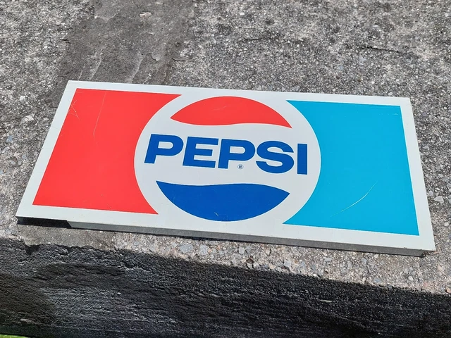 Vintage PEPSI  Cola Soda Red White Blue Metal Display Rack Header Sign 22 x 10