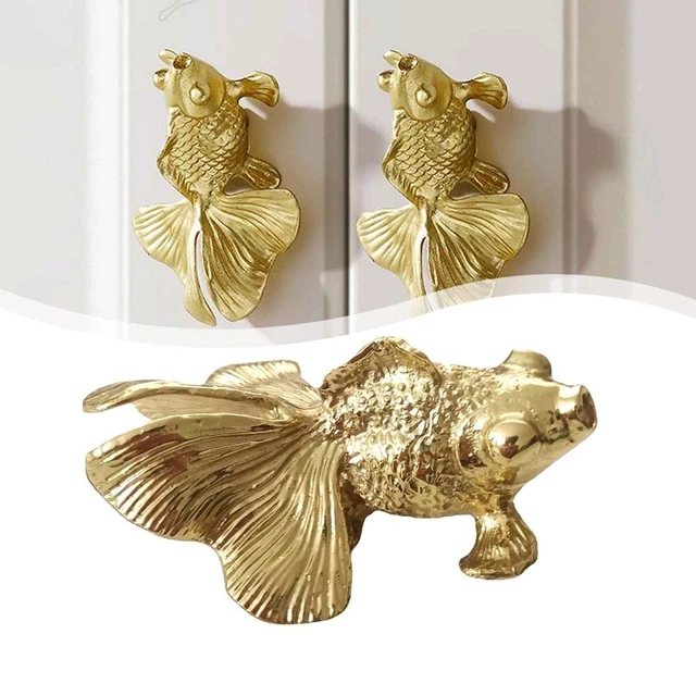 Poignée De Tirage En Laiton Vintage Forme De Poisson - 19 Cm, Fabrication Indienne