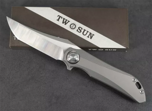 TwoSun Outdoor M390 Titanium Flipper Fast Open Folding Knife TS196 Sabertooth