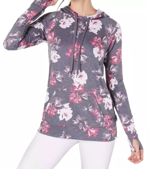 allbrand365 designer Womens Activewear Floral Print Lace Up Hoodie,X-Small