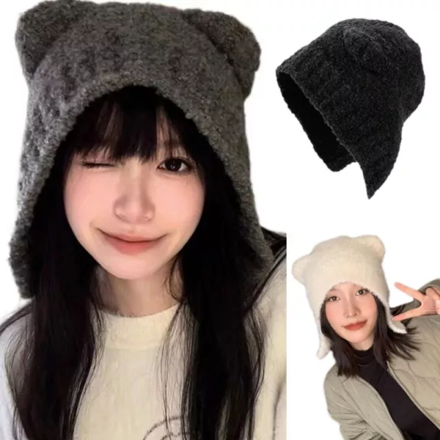 Bear Ear Hat Women Windproof Beret Caps New Year Headwear Clothing Accessories