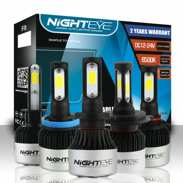 Nighteye Car 72W 9000LM LED Conversion Headlight KIT Bulbs White H7 H4 H1 H11