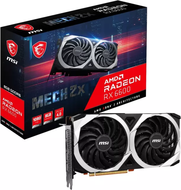 MSI Radeon Rx 6600 Mech 2X 8GB GDDR6 Videojuego Tarjeta Gráfica