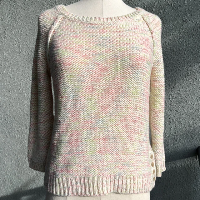 ANTHROPOLOGIE MOTH CREAM Sweater Size S Pullover Space Dyed Pink