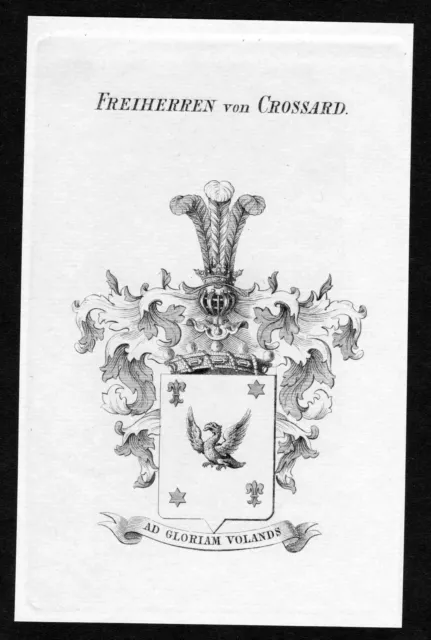 1820 - Crossard Stemma Nobile Cappotto Of Arms Heraldry Araldica Incisione
