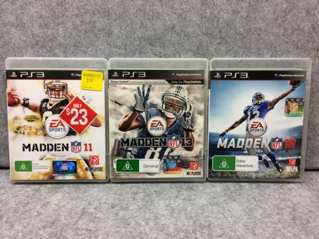 PS3 3* Game Pack NFL MADDEN 11 13 & 16 Sony Playstation 3 Tested Free Fast Post