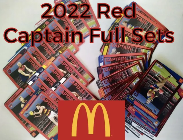 2022 AFL &AFLW TEAMCOACH CAPTAIN CARDS 32CARDS Red Foil Maccas COMPLETE Set NEW.